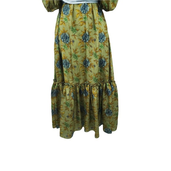 RENTRAYAGE WOMENS SIZE 2 TIE BACK RUFFLE HEM YELLOW FLORAL SILK DRESS MSRP 1250 - Picture 5 of 7